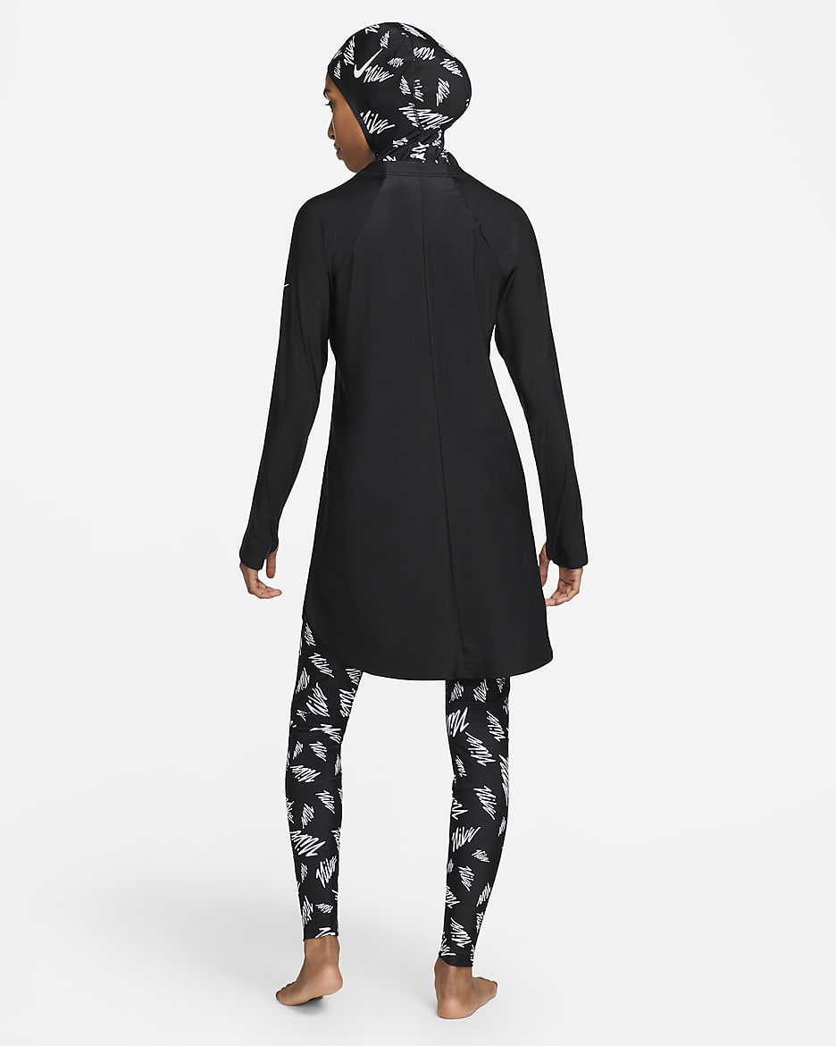 Slanke Nike Victory Print-svømmeleggings til kvinder - sort/hvid/hvid