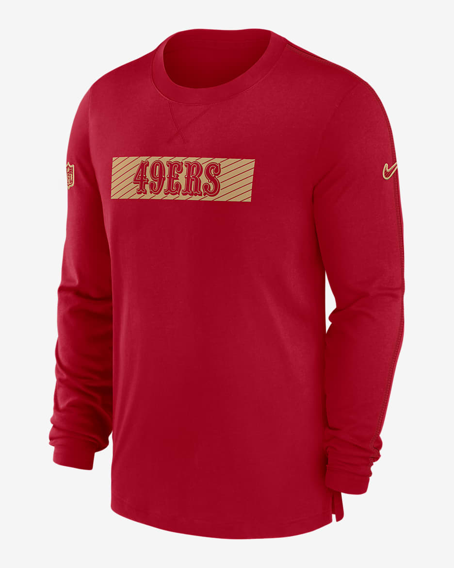 San Francisco 49ers Sideline Player Team Issue Men’s Nike Dri-FIT Long-Sleeve Top - Red