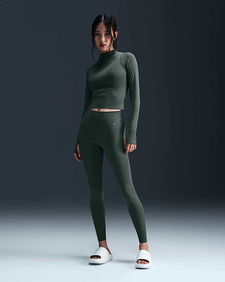 Nike Zenvy Women's Gentle-Support High-Waisted Full-Length Leggings - Vintage Green/Black