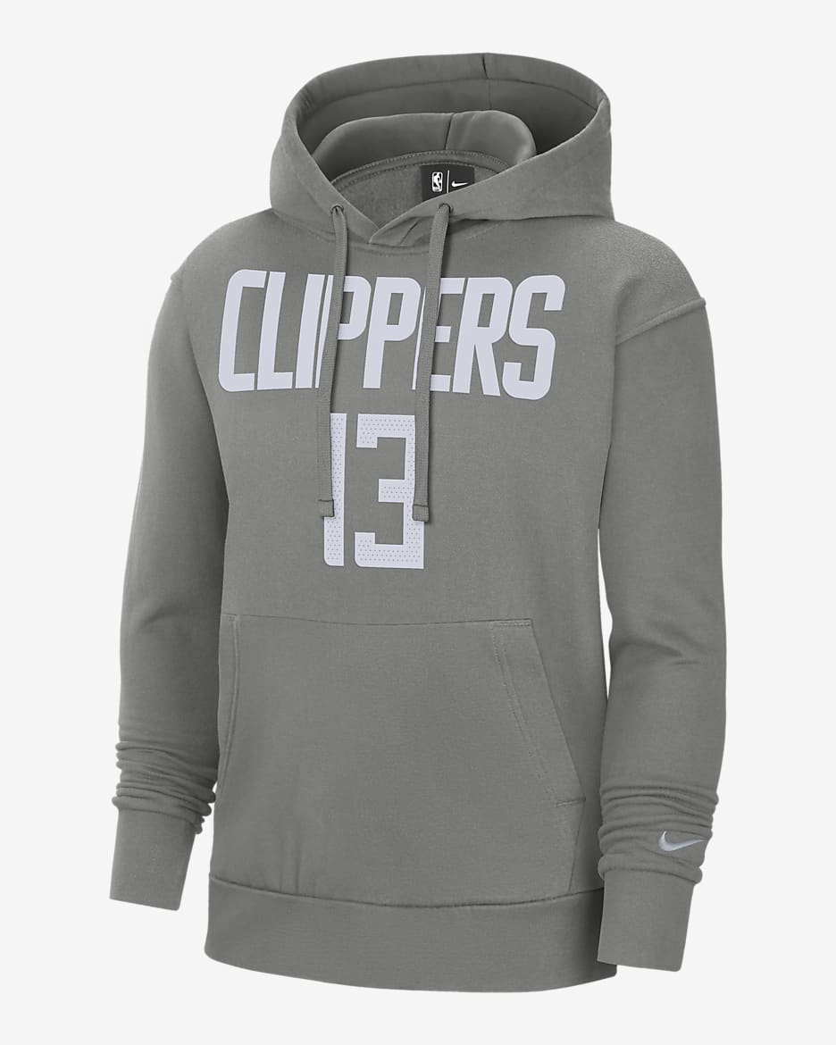Paul George Clippers Earned Edition Men's Nike NBA Pullover Hoodie - Dark Steel Grey/Metallic Silver