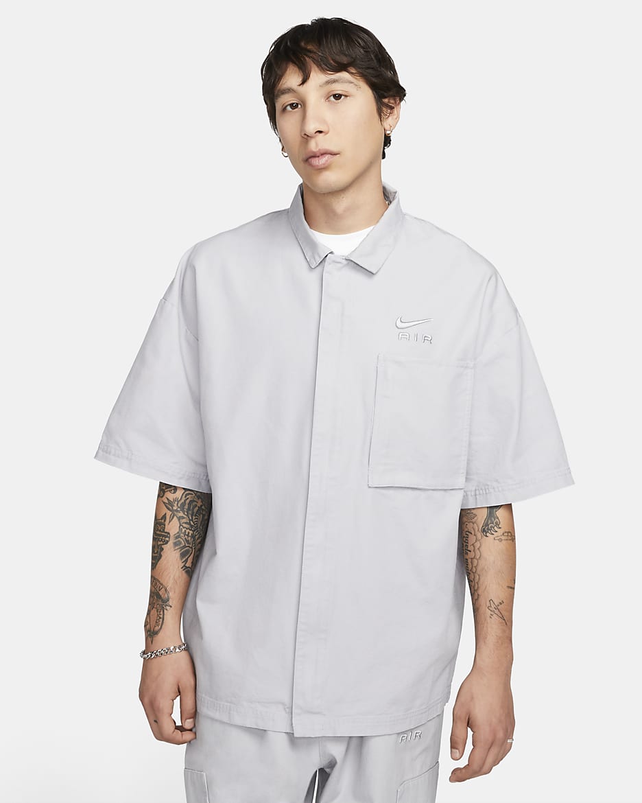 Nike Sportswear Air Men's Woven Over-Shirt Top - Wolf Grey/Wolf Grey