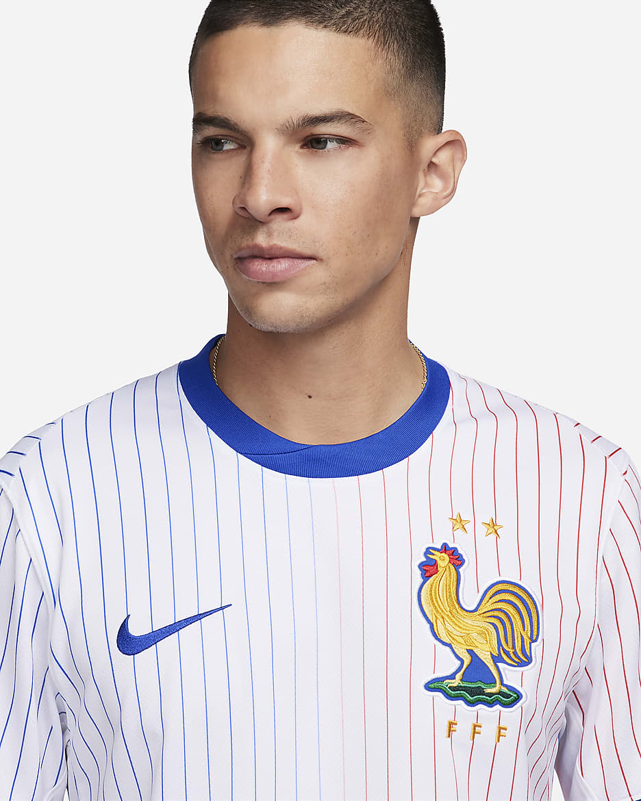 Segunda equipación Stadium FFF 2024/25 (Selección masculina) Camiseta de fútbol tipo réplica Nike Dri-FIT - Hombre - Blanco/Azul brillante/University Red/Azul brillante