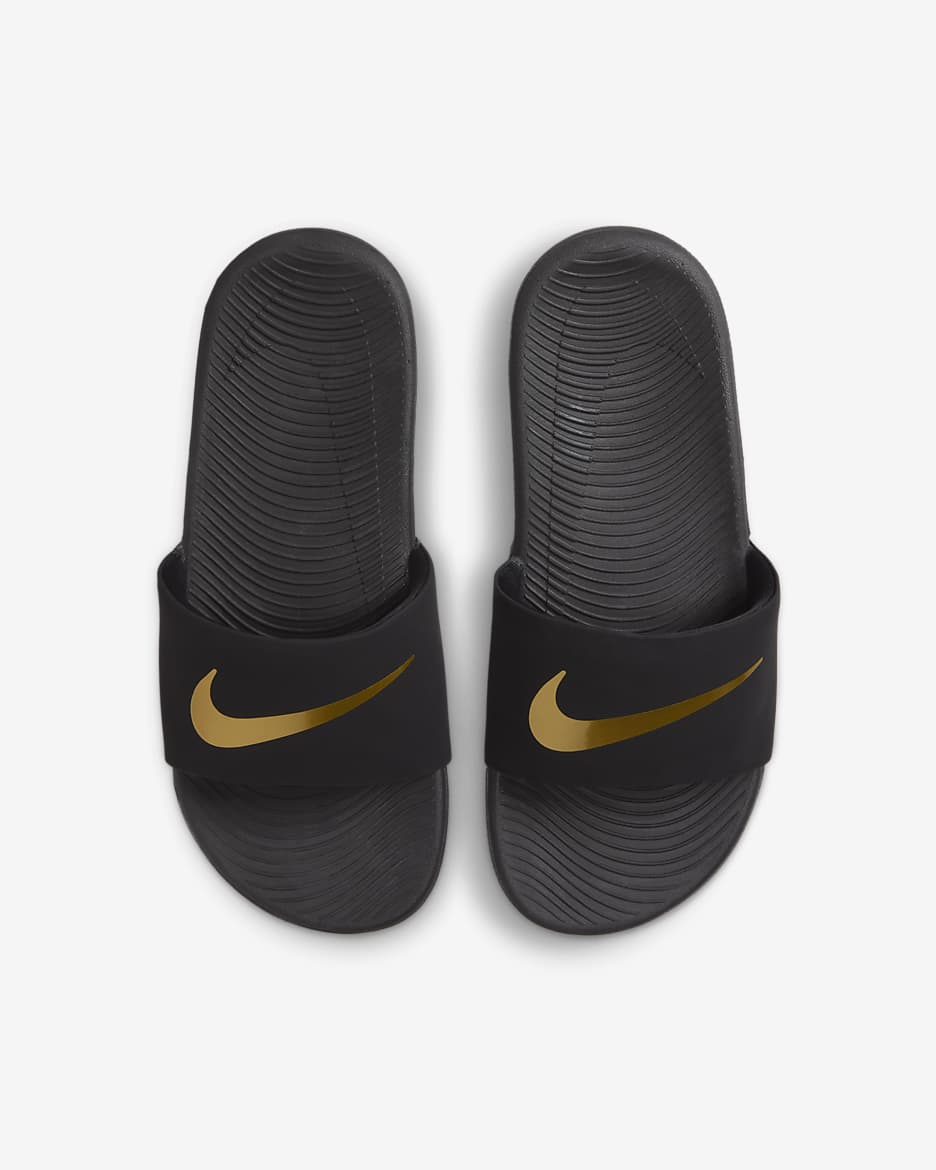 Nike Kawa Little/Big Kids' Slides - Black/Metallic Gold