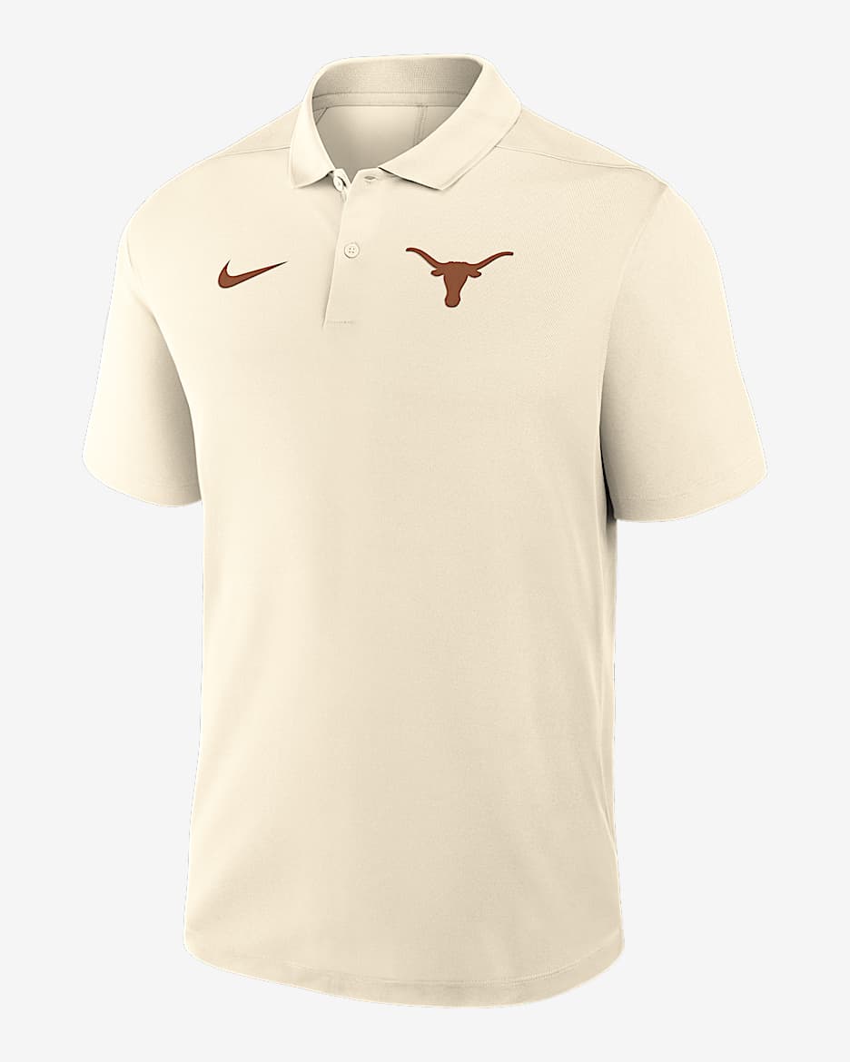Texas Victory Primary Logo Men's Nike Dri-FIT College Polo - Tan/Beige