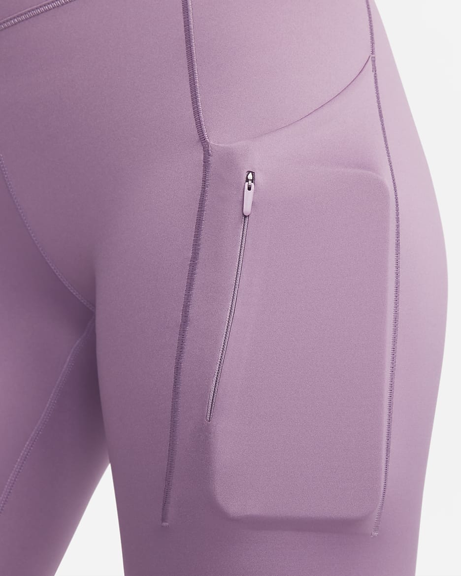 Nike Go erős tartást adó, közepes szabású, 7/8-os női leggings zsebekkel - Violet Dust/Fekete