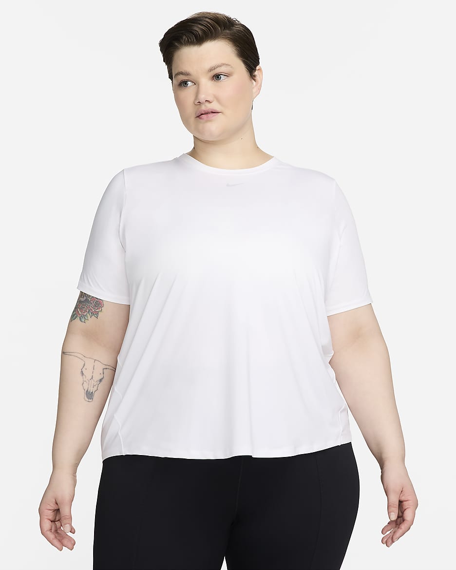 Nike One Classic Women's Dri-FIT Short-Sleeve Top (Plus Size) - White/Black