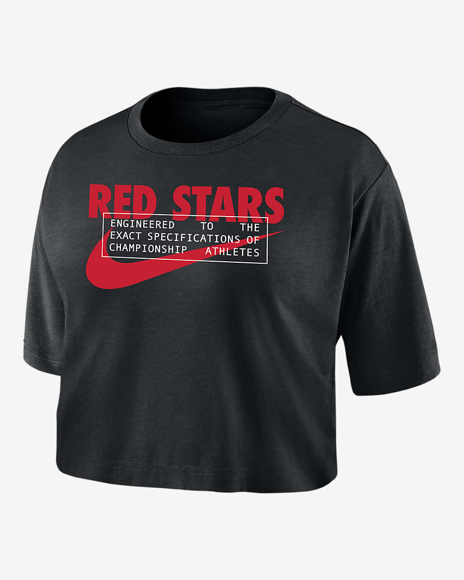 Playera de fútbol Nike Dri-FIT cropped para mujer Chicago Red Stars - Negro