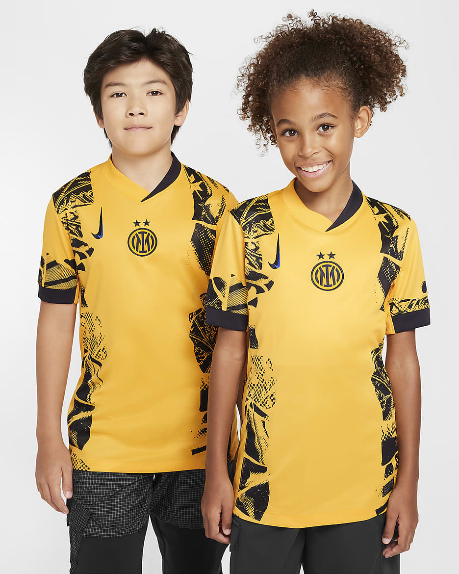 Koszulka piłkarska dla dużych dzieci Nike Dri-FIT Inter Mediolan Stadium 2024/25 (wersja trzecia) – replika - University Gold/Blackened Blue/University Gold/Lyon Blue