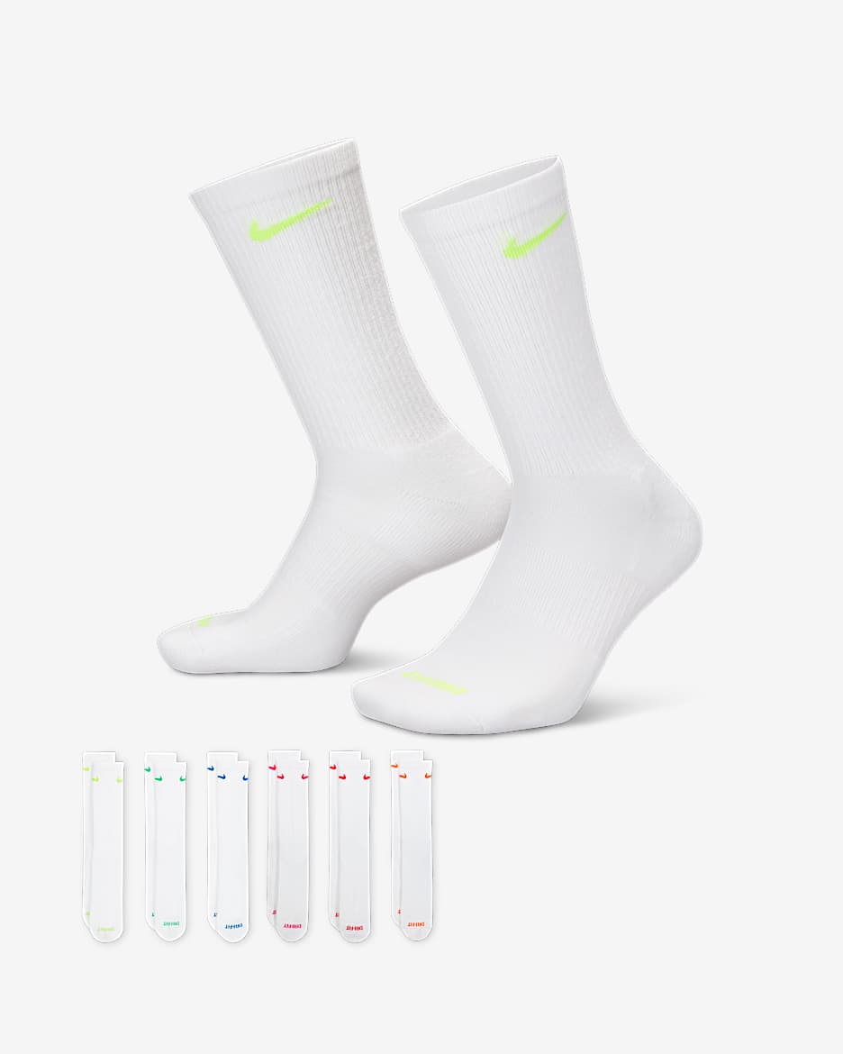 Chaussettes de training mi-mollet Nike Everyday Plus Cushioned (6 paires) - Multicolore