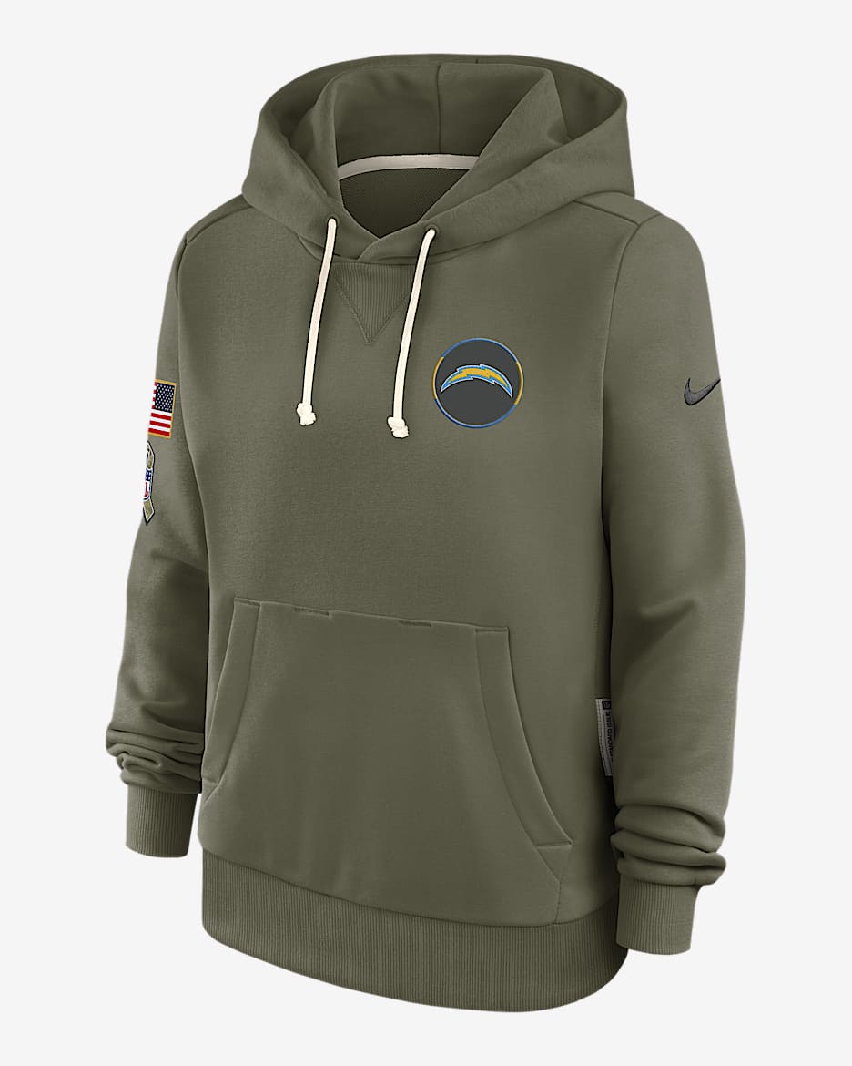 Los Angeles Chargers Salute to Service Sideline Women's Nike Dri-FIT NFL Pullover Hoodie - Olive
