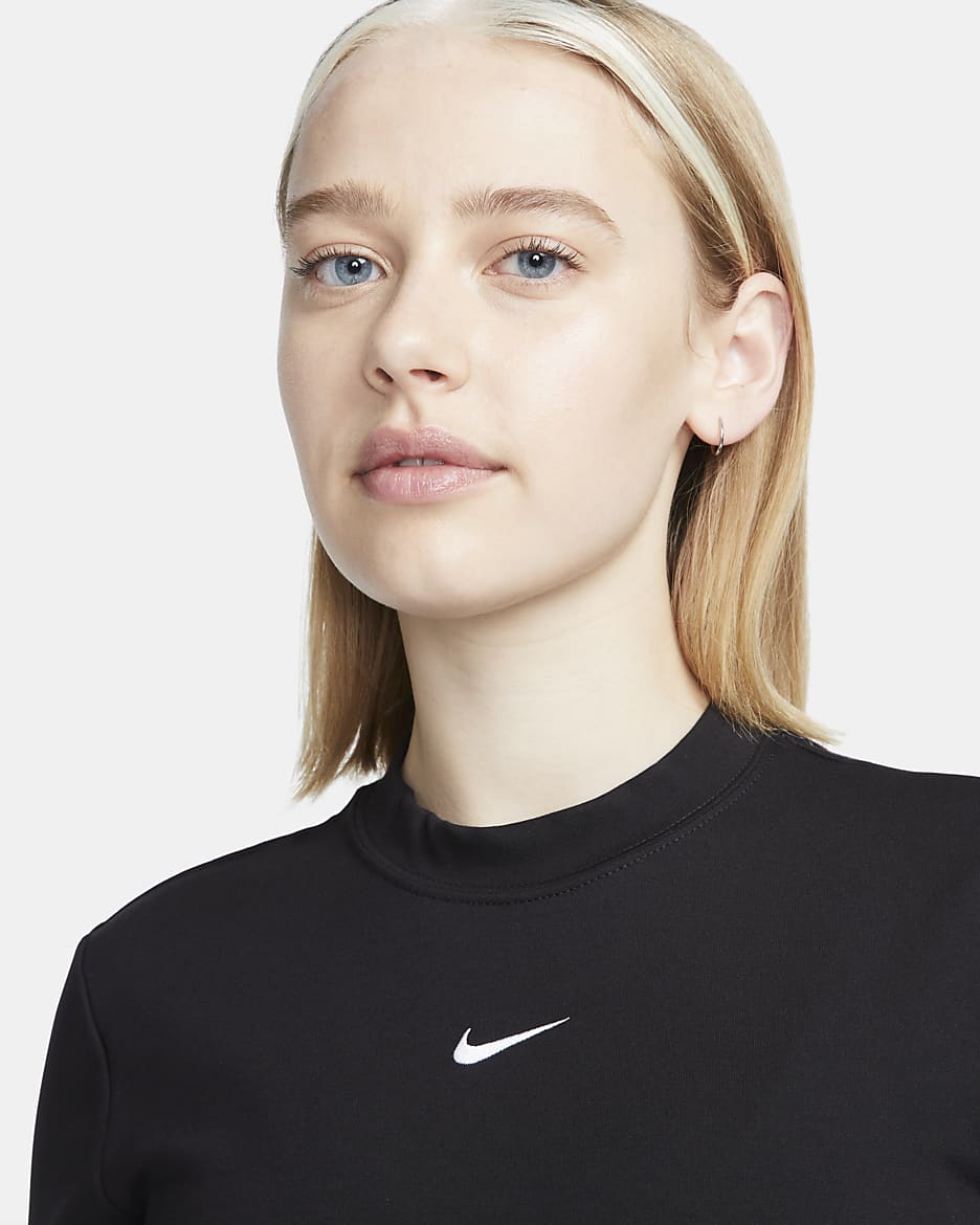 Robe mi-longue ajustée Nike Sportswear Essential pour femme - Noir/Blanc