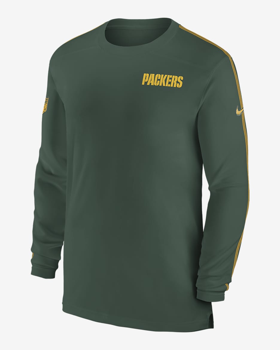 Green Bay Packers Sideline Coach Men's Nike Dri-FIT NFL Long-Sleeve Top - Hunter Green