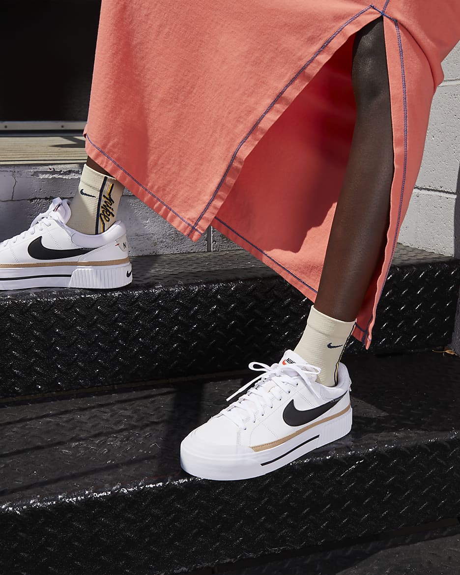 Nike Court Legacy Lift-sko til kvinder - hvid/Hemp/Team Orange/sort
