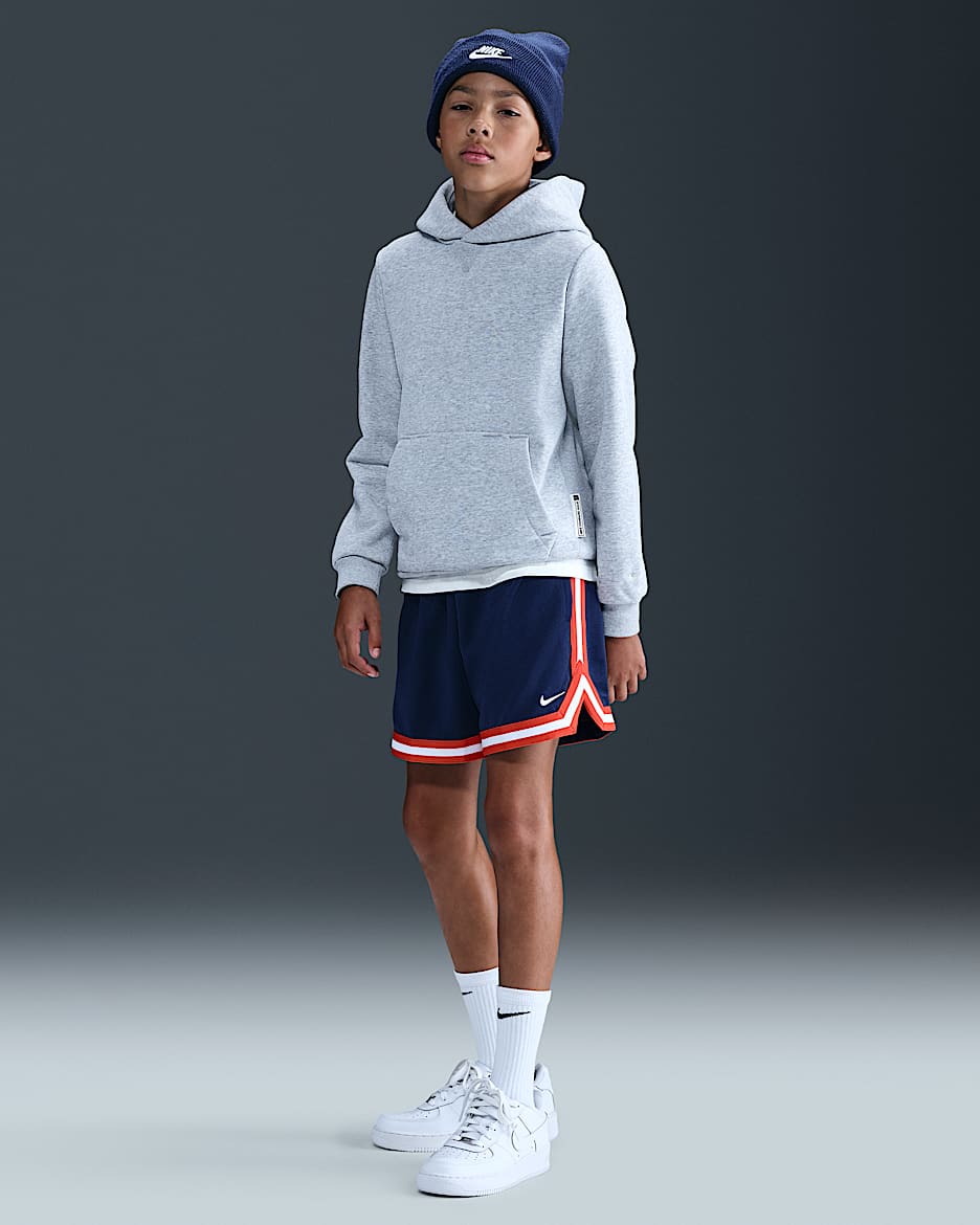 Shorts de básquetbol de 13 cm para niños talla grande Nike DNA - Azul marino medianoche/Blanco