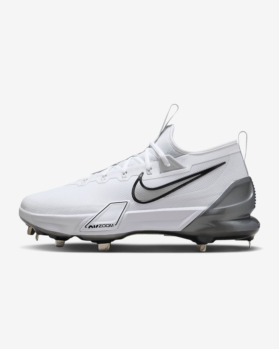 Tacos de béisbol Nike Force Zoom Trout 9 Elite - Blanco/Negro/Platino puro/Plata metalizado