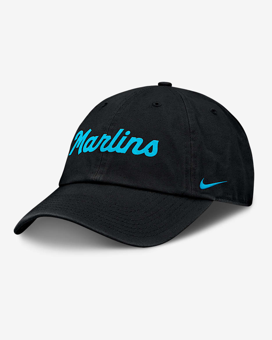 Gorra Nike de la MLB ajustable para hombre Miami Marlins Club - Negro