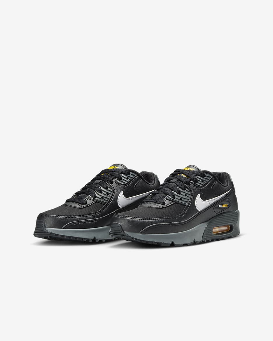 Buty dla dużych dzieci Nike Air Max 90 - Czerń/University Gold/Dark Smoke Grey/Biel