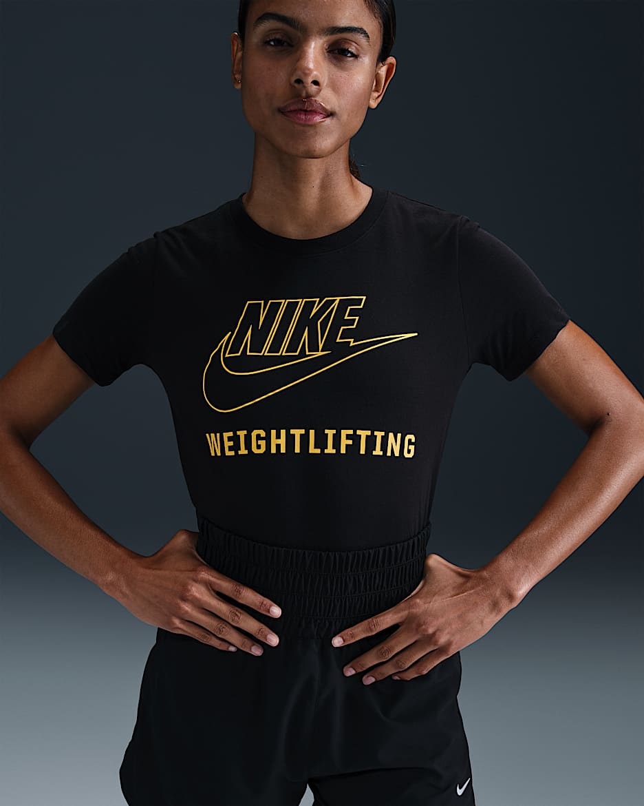 Playera de levantamiento de pesas para mujer Nike Swoosh - Negro