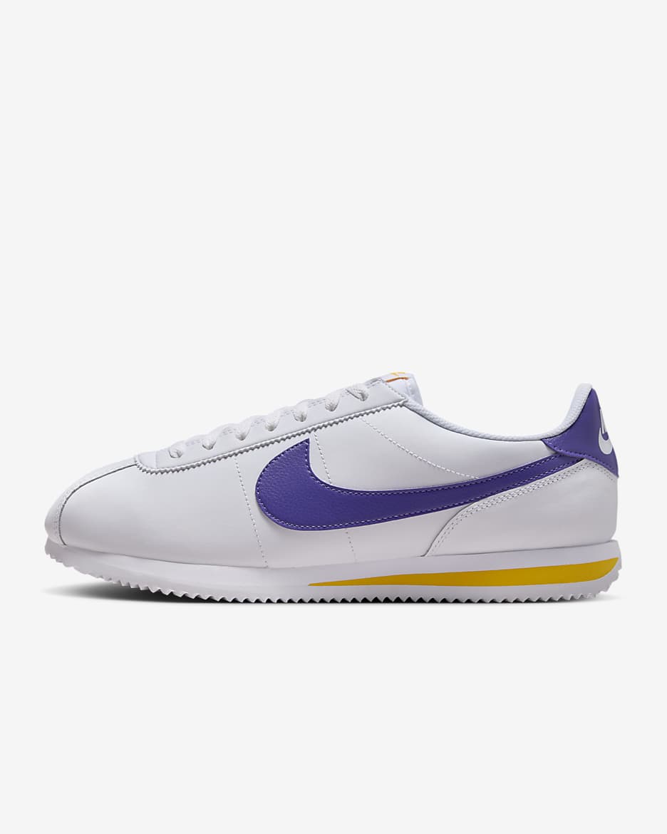 Nike Cortez 男鞋 - 白色/Varsity Maize/Varsity Purple