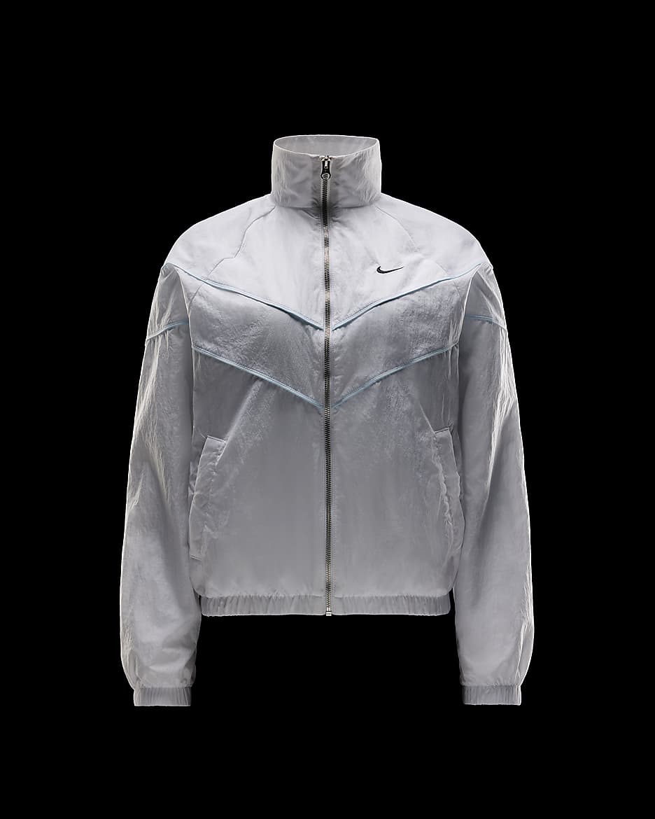 Nike Windrunner Chaqueta de tejido Woven y ajuste holgado con cremallera completa y protección UV - Mujer - Blanco/Negro