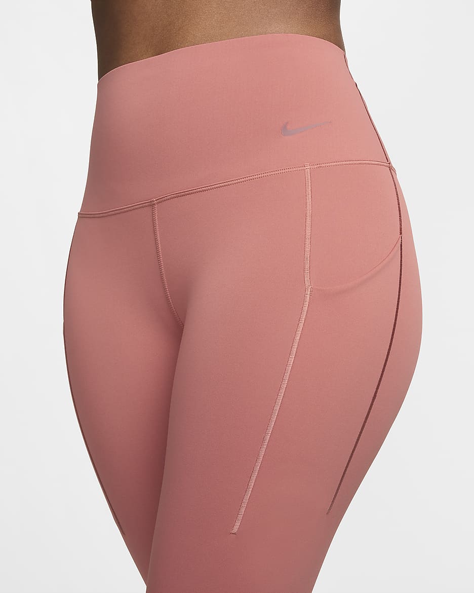 Nike Universa Women's Medium-Support High-Waisted 7/8 Leggings with Pockets - Canyon Pink/Black