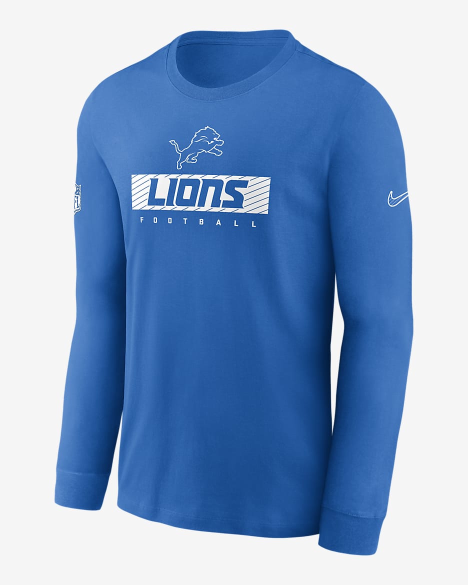 Detroit Lions Sideline Team Issue Men's Nike Dri-FIT NFL Long-Sleeve T-Shirt - Blue