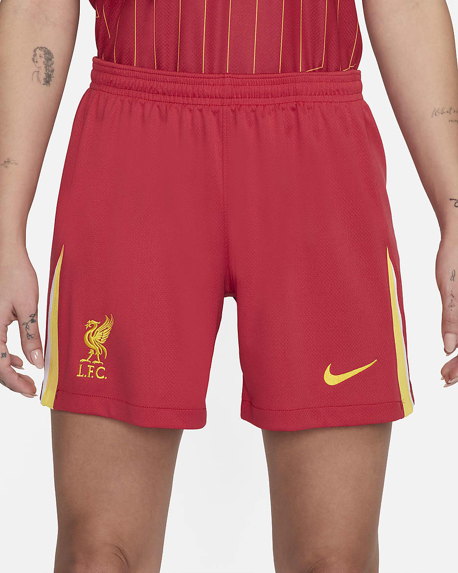 Damskie spodenki piłkarskie Nike Dri-FIT Liverpool F.C. Stadium 2023/24 (wersja domowa) – replika - Gym Red/Biel/Chrome Yellow