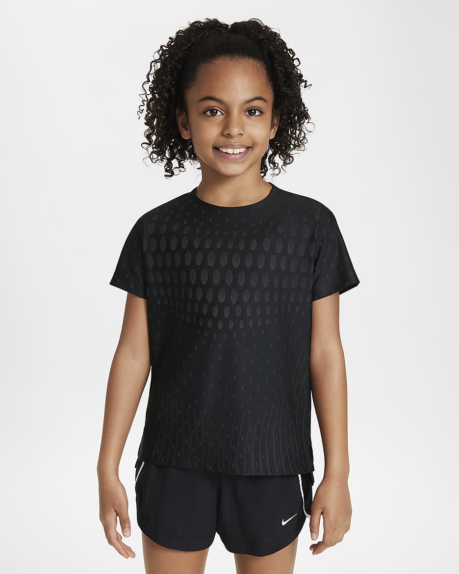 Nike Older Kids' (Girls') Dri-FIT ADV Short-Sleeve Top - Black/Dark Smoke Grey/Black