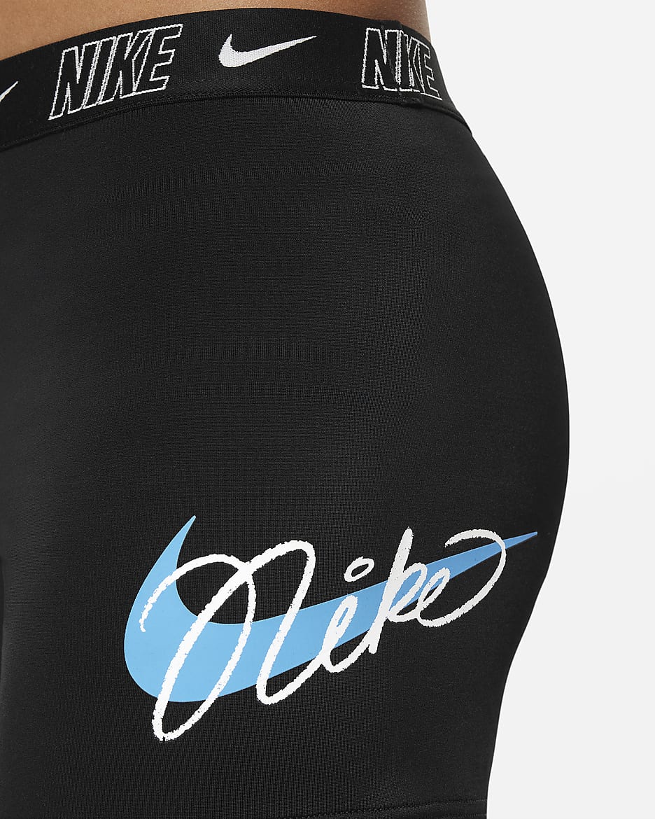 Conjunto de shorts y bikini de espalda deportiva para niña talla grande Nike Swim Logo Tape - Negro