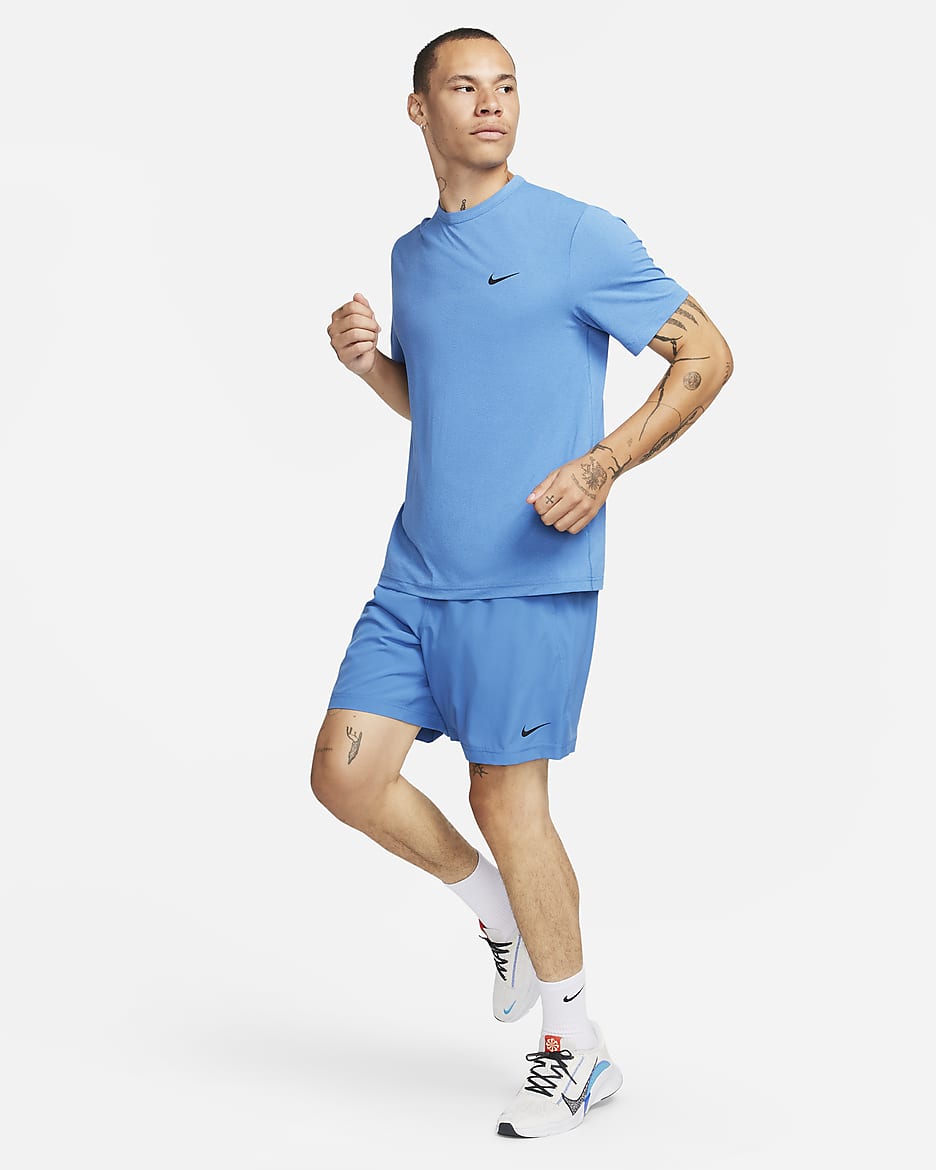 Haut à manches courtes anti-UV Dri-FIT Nike Hyverse pour homme - Star Blue/Noir