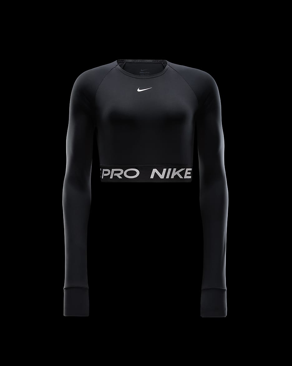 Nike Pro 365 Women's Dri-FIT Cropped Long-Sleeve Top - Black/White