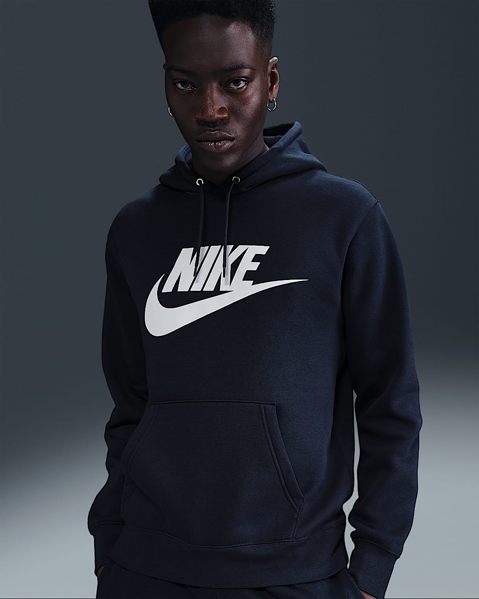 Nike Sportswear Club Men's Fleece Pullover Hoodie - Obsidian/Obsidian/White