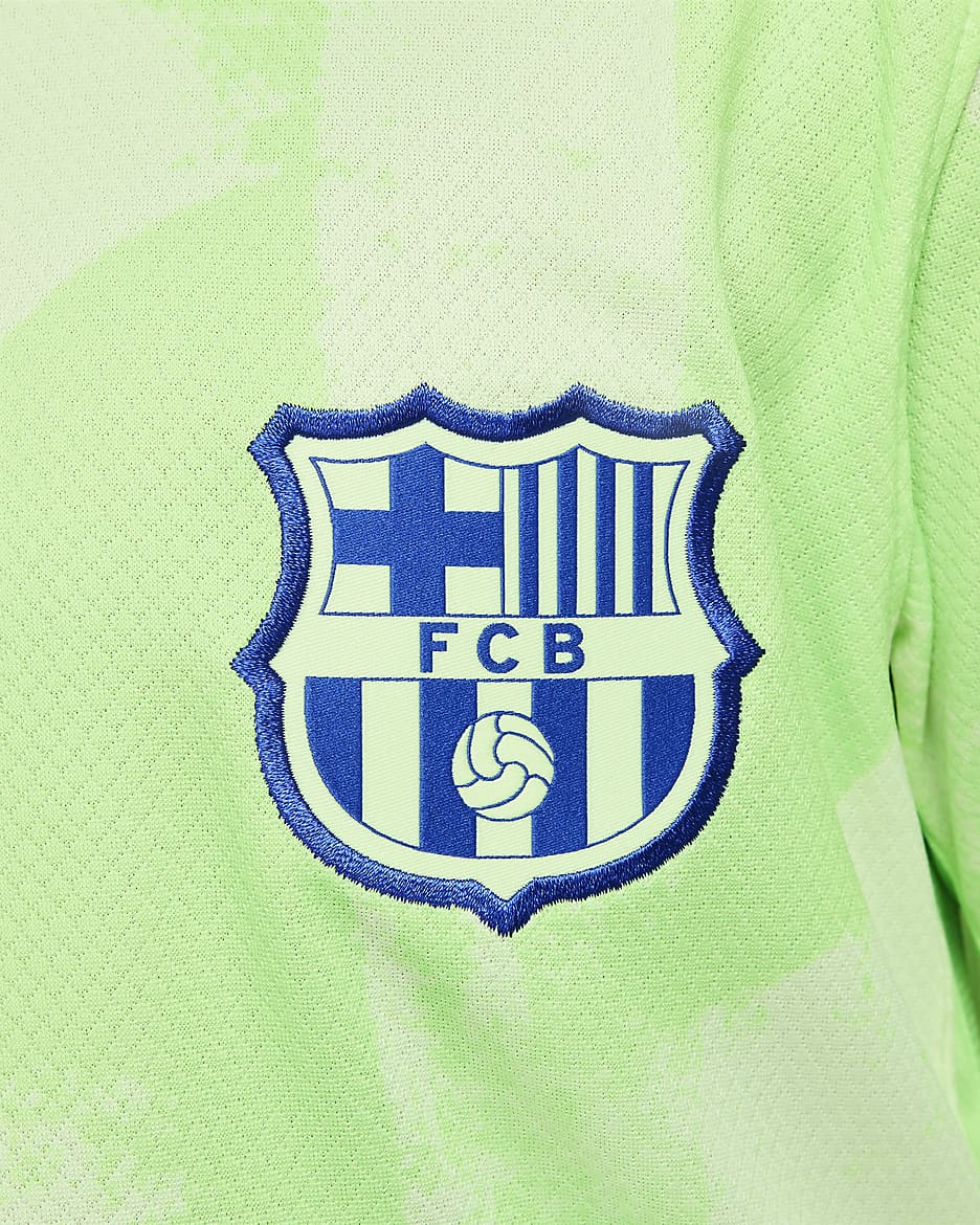 FC Barcelona 2024/25 Stadium Third Nike Dri-FIT Replica-fodboldtrøje til større børn - Barely Volt/Barely Volt/Lime Blast/Old Royal