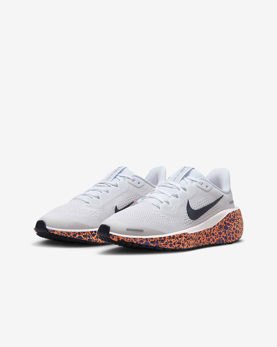 Tenis de correr en carretera para niños grandes Nike Pegasus 41 Electric - Gris fútbol/Naranja total/Obsidiana oscuro