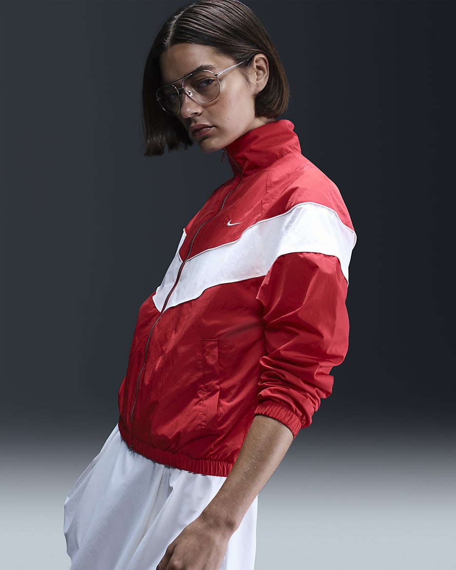 Nike Windrunner ruimvallend geweven damesjack met uv-bescherming en rits over de hele lengte - University Red/Sail/Sail