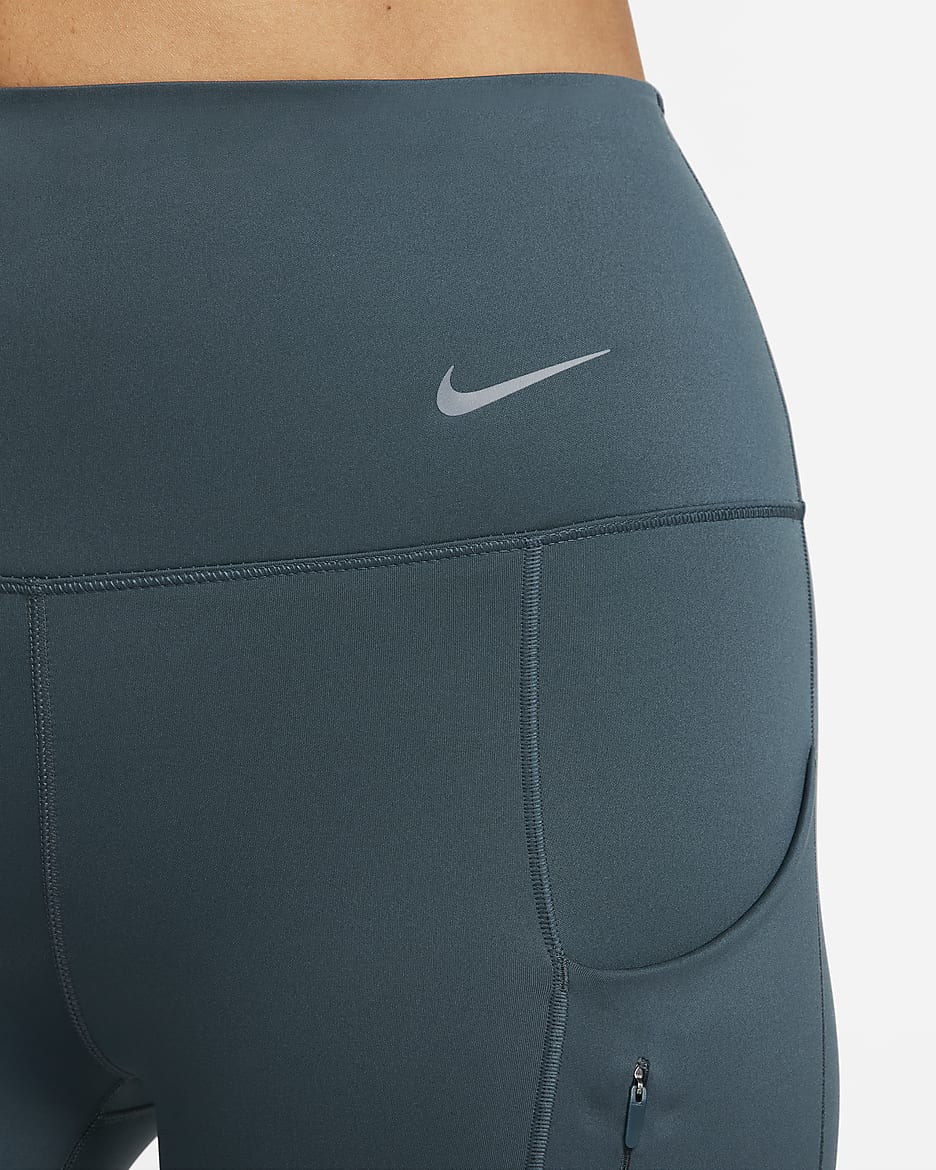 Nike Go Women's Firm-Support High-Waisted 7/8 Leggings with Pockets - Deep Jungle/Black