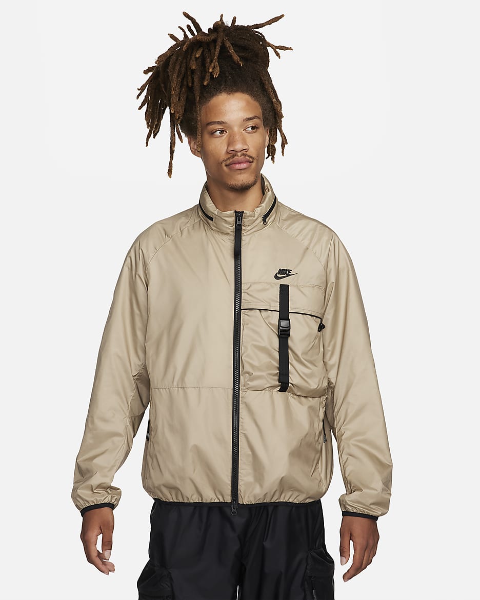 Nike Sportswear Tech Woven verstaubare, gefütterte N24 Jacke für Herren - Khaki/Schwarz