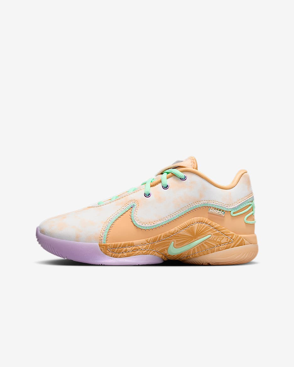 Tenis de básquetbol para niños grandes LeBron XXII - Oro celestial/Azul glacial/Azul báltico