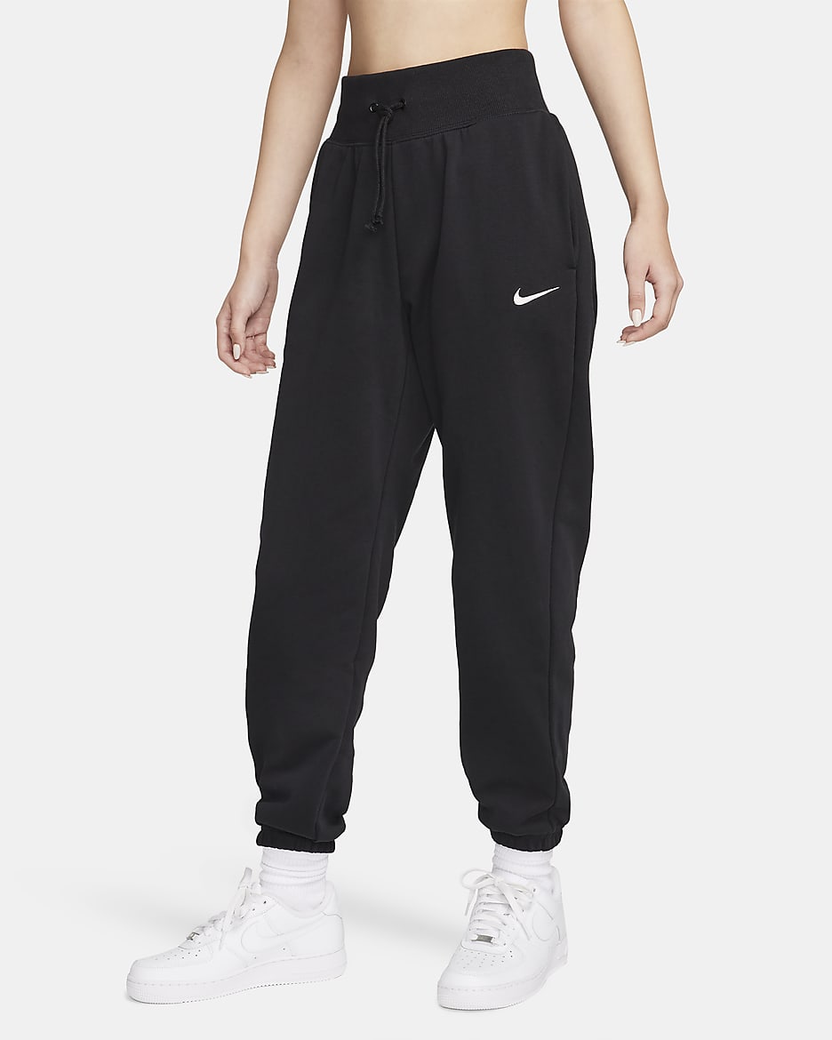 Nike Sportswear Phoenix Fleece Women's High-Waisted Oversized French Terry Sweatpants - Black/Sail