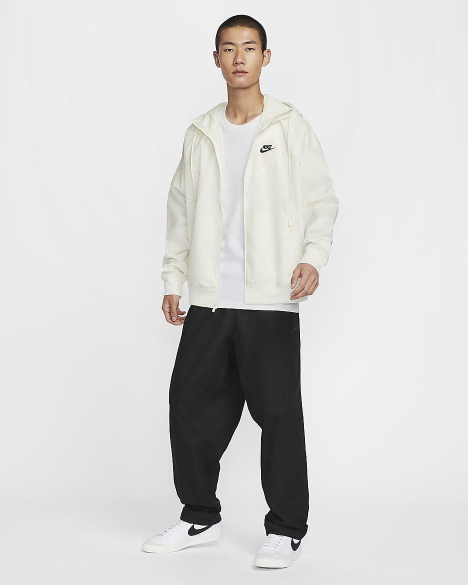 เสื้อแจ็คเก็ตมีฮู้ดผู้ชาย Nike Sportswear Windrunner - Sail/ดำ