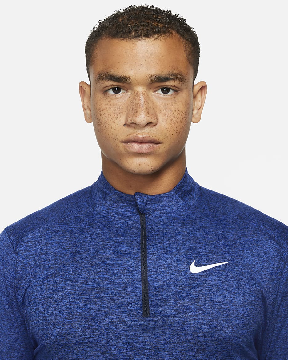 Nike Dri-FIT rövid cipzáras férfi futófelső - Obsidian/Game Royal/Heather