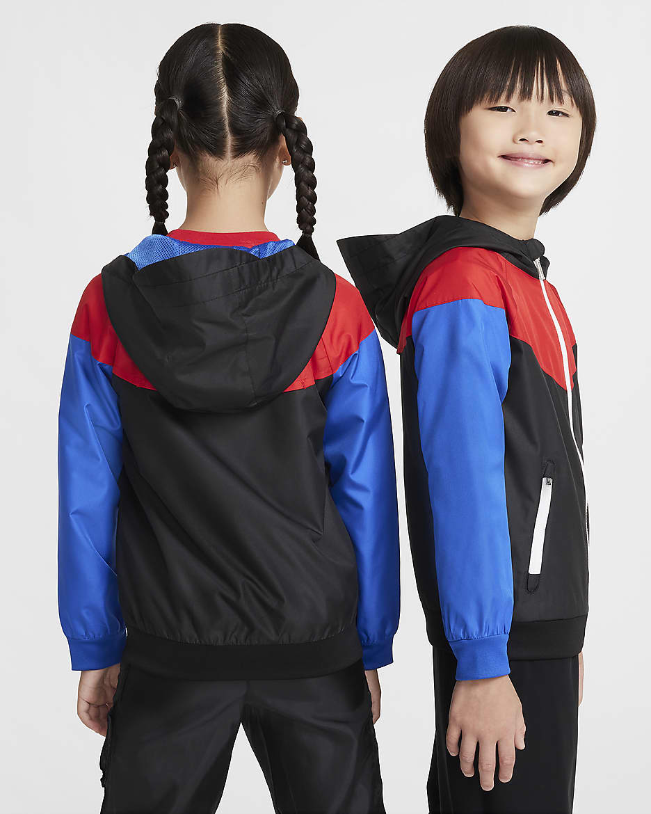 Chamarra con cierre completo para niños talla pequeña Nike Sportswear Windrunner - Negro