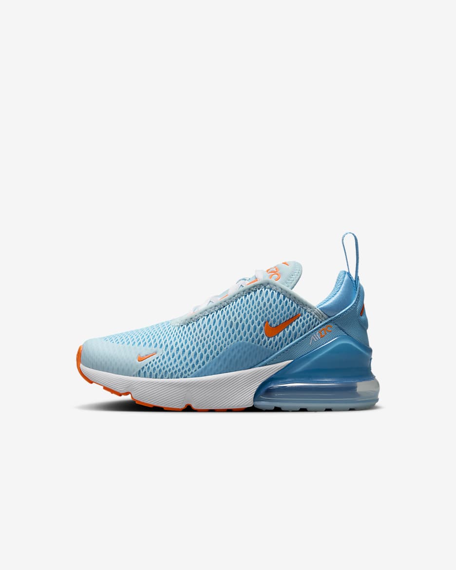 Nike Air Max 270 Little Kids' Shoes - Glacier Blue/Aquarius Blue/White/Total Orange