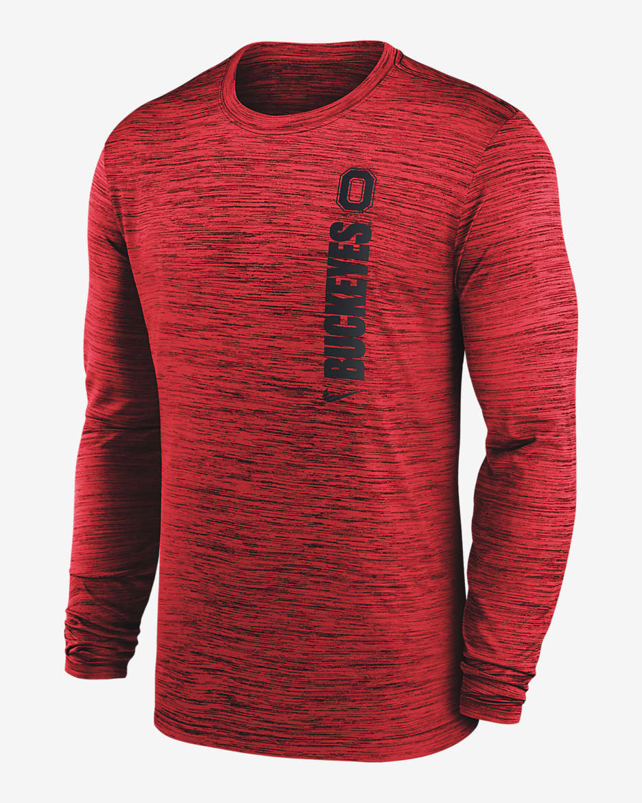 Ohio State Buckeyes Sideline Velocity Men's Nike Dri-FIT College Long-Sleeve T-Shirt - Scarlet