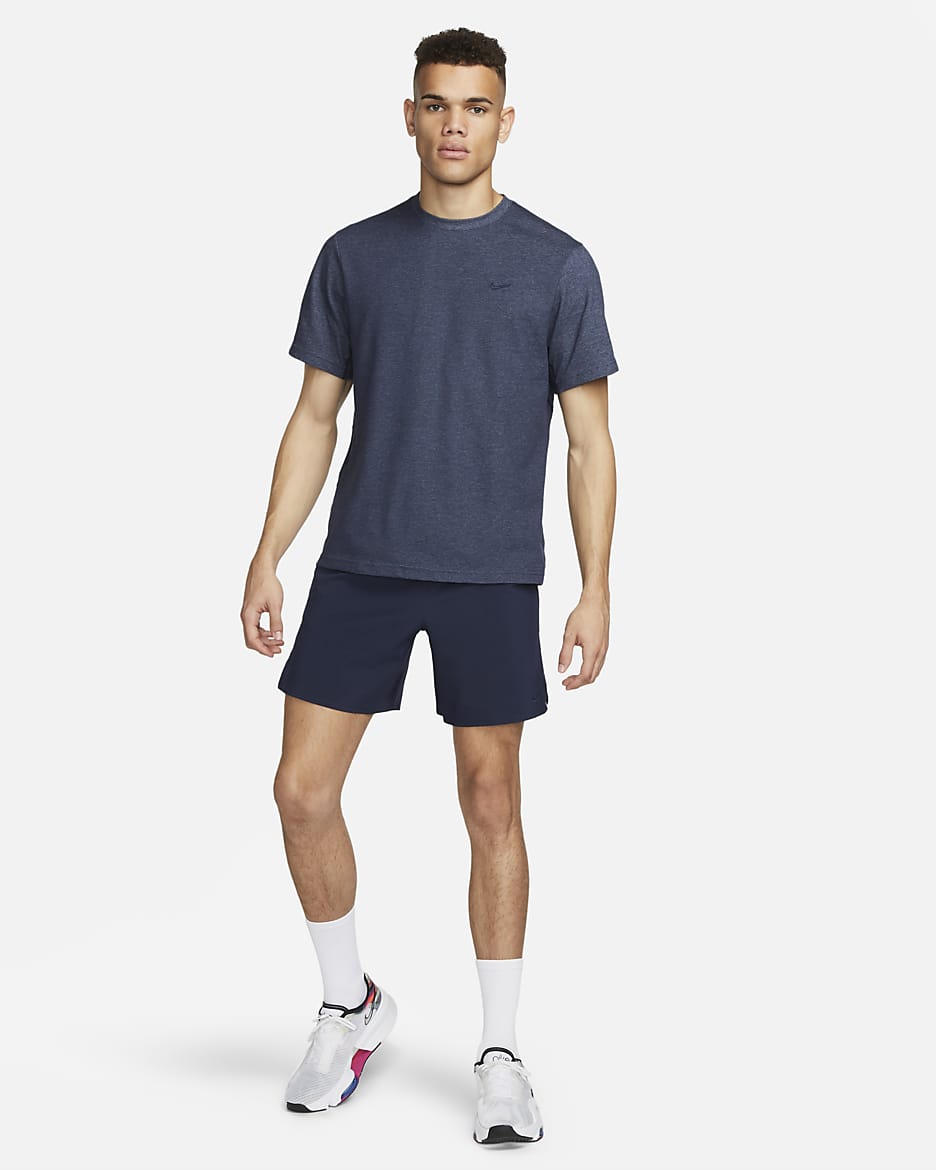 Nike Primary Men's Dri-FIT Short-sleeve Versatile Top - Obsidian Heather/Heather/Obsidian