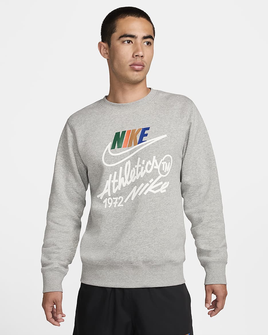 Nike Club Fleece Men's Crew - Dark Grey Heather/Light Smoke Grey