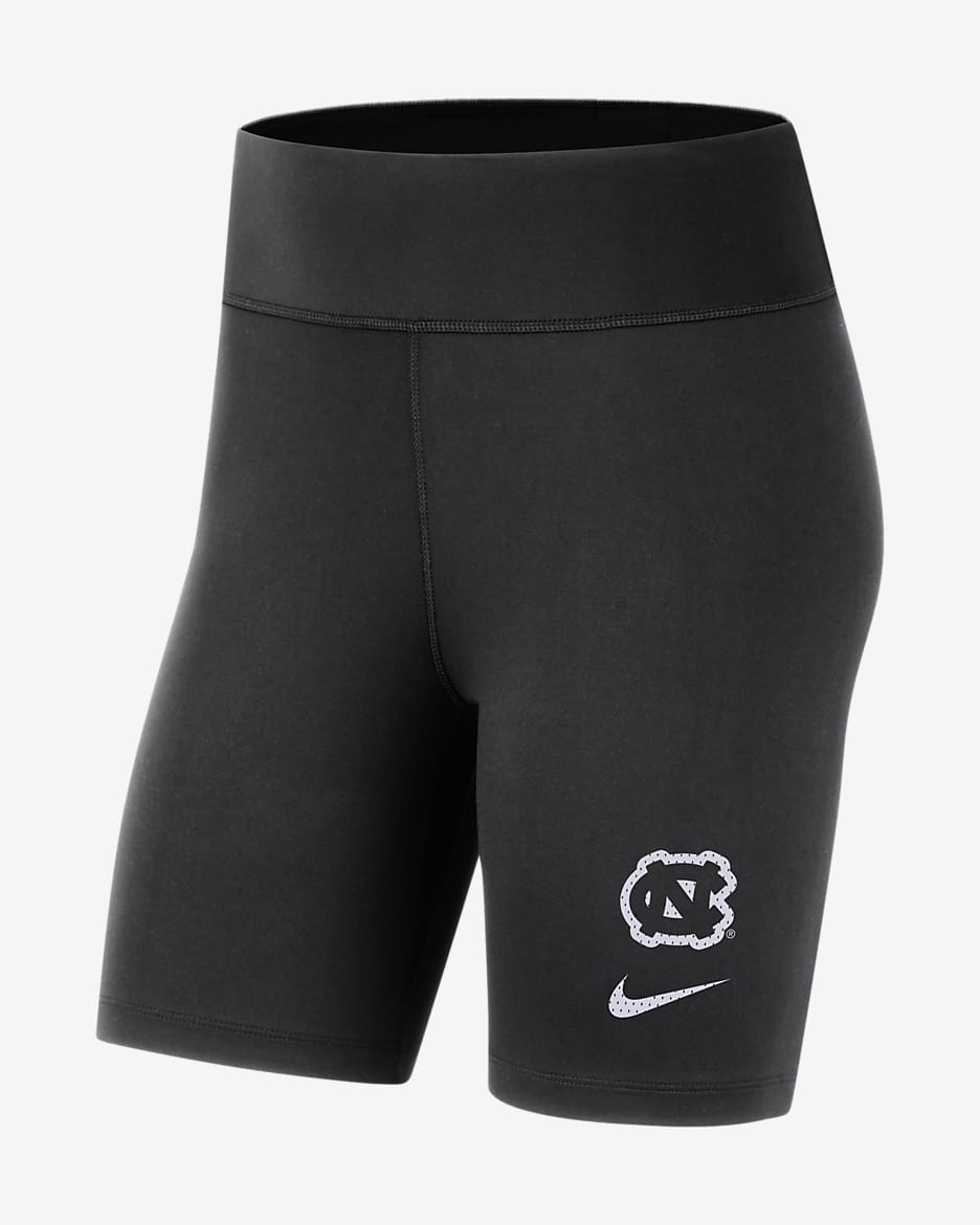 UNC Women's Nike One College 7" Biker Shorts - Black/White