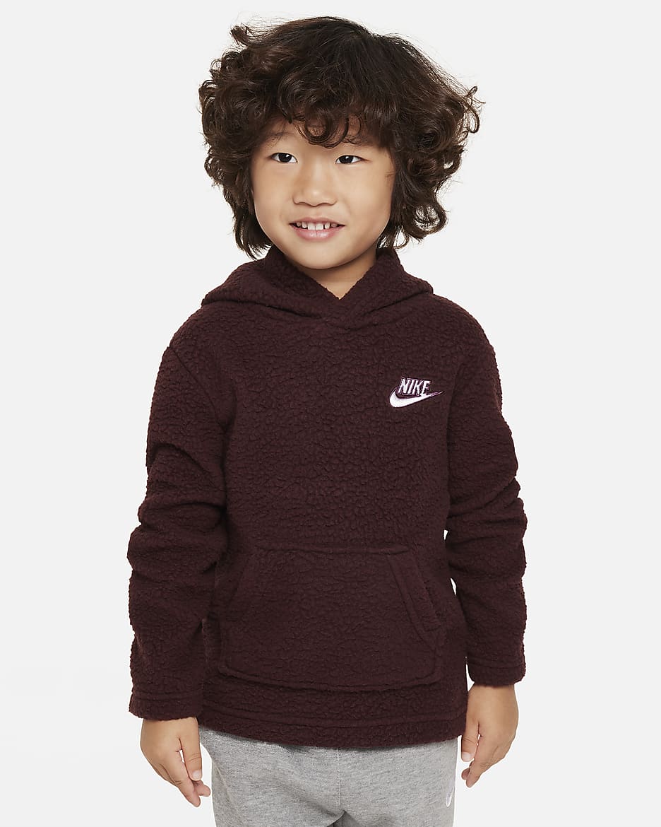 Sudadera con gorro sin cierre infantil Nike Sportswear Sherpa Pullover Hoodie - Burdeos enérgico