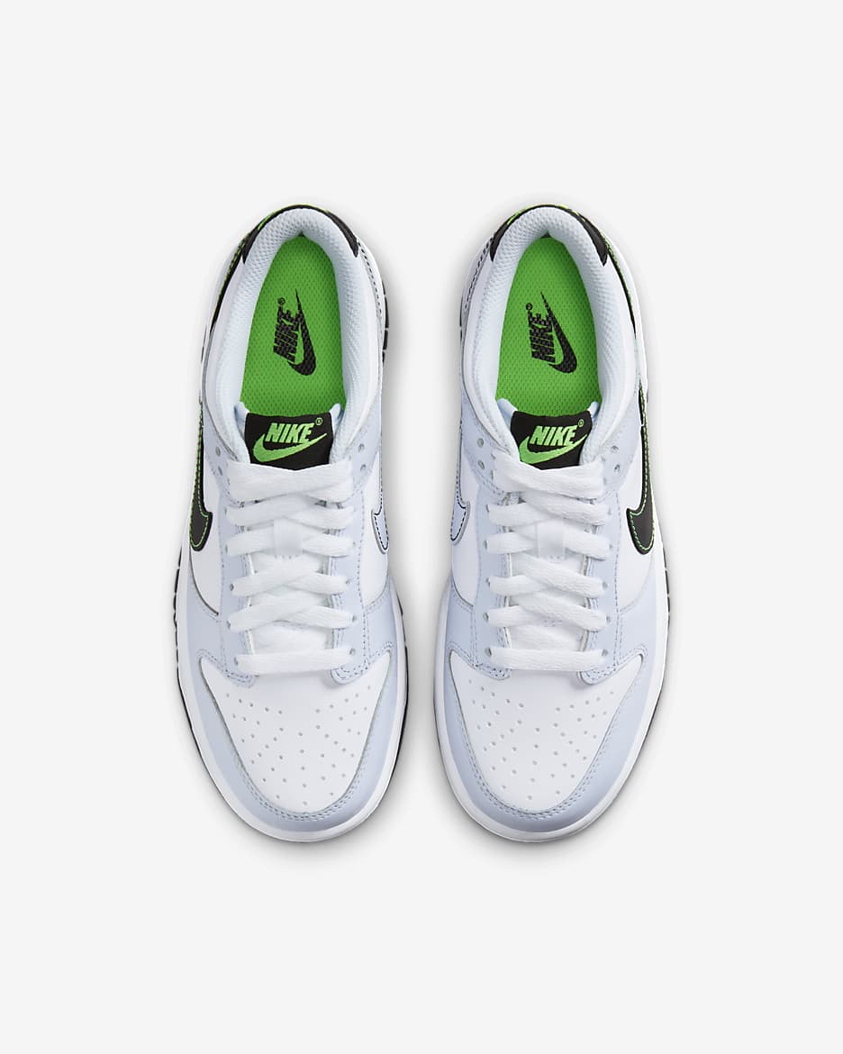 Tenis para niños grandes Nike Dunk Low - Blanco/Gris fútbol/Verde strike/Negro