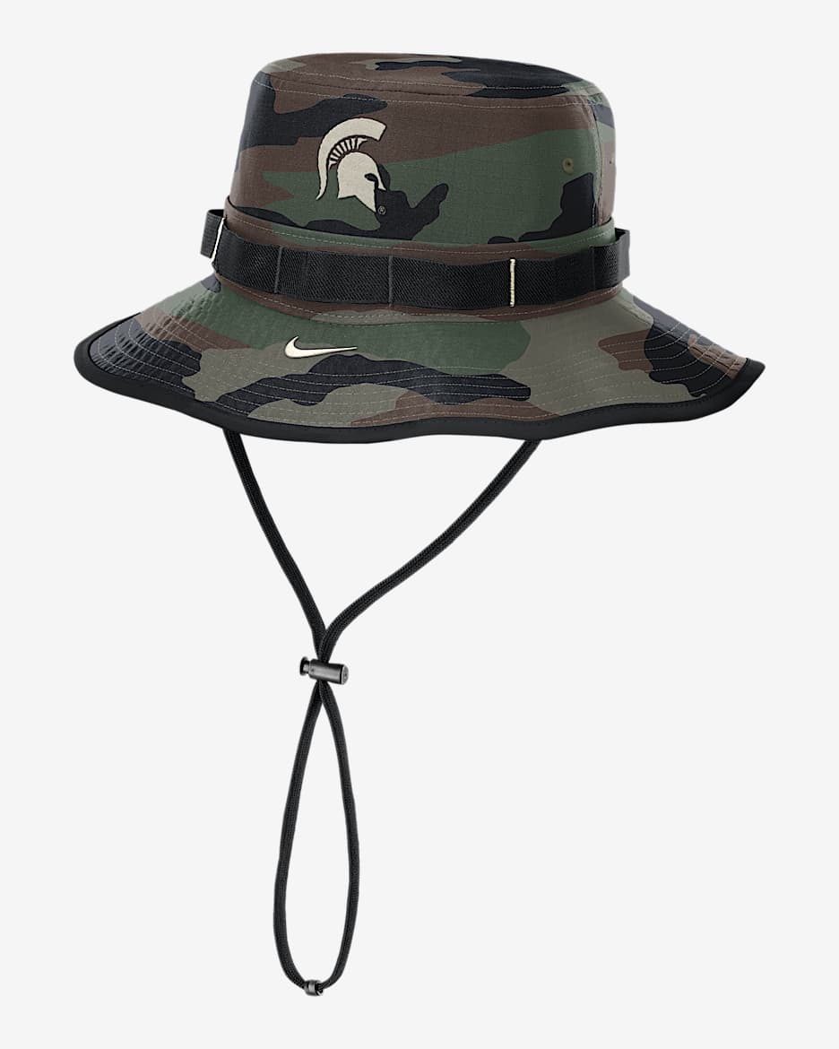 Michigan State 2025 Military Appreciation Boonie Men's Nike Dri-FIT College Bucket Hat - Olive